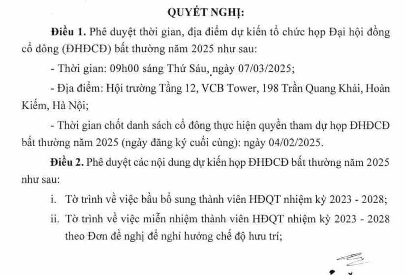 Vietcombank triệu tập ĐHĐCĐ bất thường bầu bổ sung thành viên HĐQT- Ảnh 1.