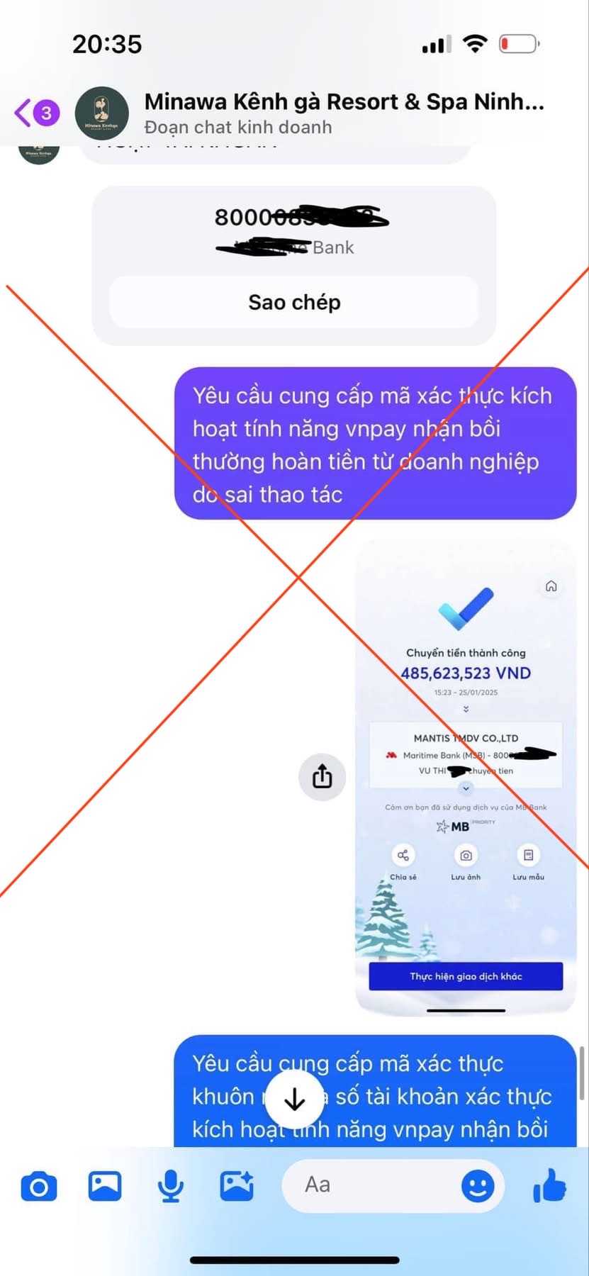 Tin vào fanpage có tích xanh giả Minawa Kênh Gà, du khách bị lừa hơn 1 tỉ đồng- Ảnh 1.