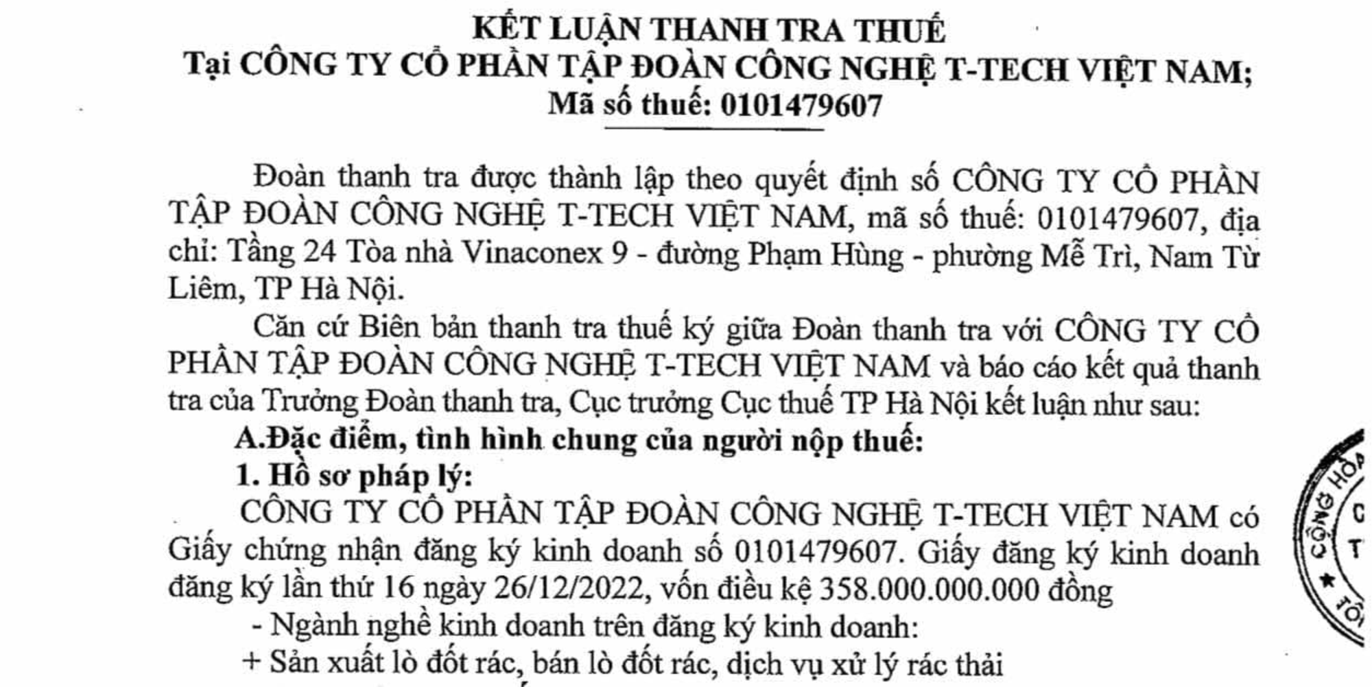 Violating a series of T-TECH Vietnam's tax regulations and technology is fined and collected over 6.86 billion dong- Photo 1.