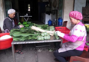 Làng nghề bánh chưng Bờ Đậu sôi động vào vụ Tết