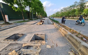 Mặt đường dự án BT ‘đại lộ nghìn tỉ’ Chu Văn An bị đào xới nham nhở