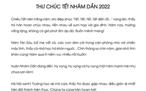 Thư chúc Tết Nhâm Dần 2022 đầy xúc động của thầy hiệu trưởng 