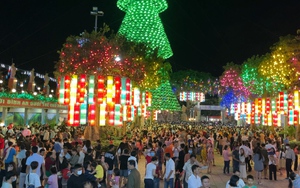 Hàng nghìn người dân Đồng Nai rủ nhau check in dưới cây thông Noel được tạo ra từ 2.500 chiếc nón lá