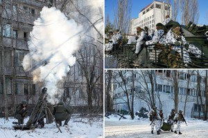 Binh sĩ Ukraine rầm rộ tập trận tại 'thành phố ma' giữa nỗi lo bị Nga tấn công