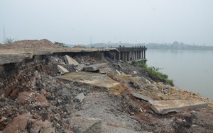 Hà Nội: Cận cảnh khu vực sụt lún “nuốt chửng” một phần Cảng Hồng Vân