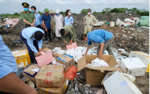 Tiêu hủy gần 1.000 bộ kit test Covid-19, hóa mỹ phẩm, thực phẩm đông lạnh nhập lậu tại Nam Định