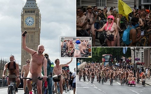 Hàng nghìn người nude 100% tham gia cuộc đua xe đạp khỏa thân tại Anh