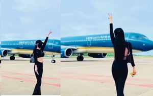 Cô gái nhảy múa quay Tiktok trước máy bay Vietnam Airlines bị cấm bay