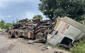 Clip vụ tai nạn liên hoàn giữa 2 xe tải và 1 xe đầu kéo ở Đắk Nông 