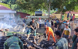 Clip: Gần trăm người tham gia chữa cháy ngôi nhà sàn ở Lai Châu