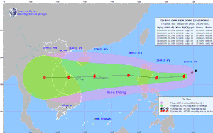 Bão Noru di chuyển rất nhanh, đang hướng về các tỉnh miền Trung, sóng biển cao 4-6m