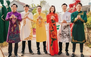 Vợ chồng Lý Hải cùng dàn diễn viên mặc áo dài chúc Tết khán giả Xuân Quý Mão 