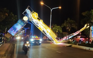 Cổng chào Tết Nha Trang bất ngờ sập xuống đường
