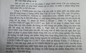Công ty Phân bón Hàn Việt bị xử phạt trên 12 triệu đồng