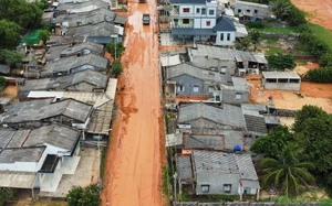 Bình Thuận: Mưa lớn làm cát đỏ tràn xuống đường, nhiều diện tích hoa màu hư hại
