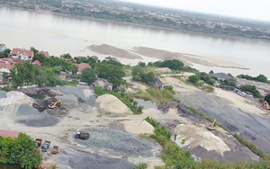 Những bãi cát sỏi, vật liệu xây dựng “khổng lồ” ven sông Hồng thuộc địa phận huyện Ba Vì (Hà Nội)