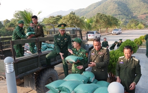 Trao tặng gạo cho lực lượng bảo vệ biên giới nước bạn Lào