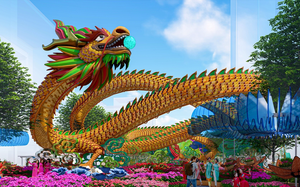 Linh vật Rồng dài hơn 100m tại Đường hoa Nguyễn Huệ năm 2024 