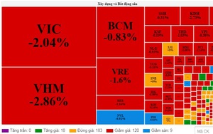 Nhóm cổ phiếu bất động sản gây áp lực, VN-Index "bốc hơi" gần 10 điểm