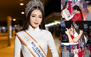 Á hậu Đặng Thanh Ngân ôm chặt mẹ khi trở về từ Hoa hậu Siêu quốc gia 2023