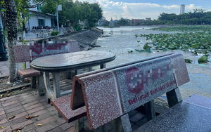 Loạt ghế đá tại Phủ Lý (Hà Nam) bị xịt sơn quảng cáo cá độ trái phép