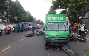 Xe tải tông hàng loạt xe máy ở TP.HCM, 3 người bị thương 