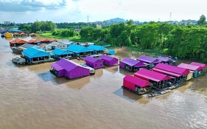 Một ngã ba sông nổi tiếng ở An Giang, thấy các nhà bè đồng loạt lên màu sắc, cảnh đẹp như phim