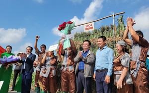 Bộ trưởng Lê Minh Hoan, Bí thư Tỉnh ủy Hải Dương Trần Đức Thắng xuống đồng cổ vũ nông dân thi nhổ hành, tỏi
