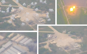 Clip: Khoảnh khắc tên lửa Nga tấn công căn cứ không quân Ukraine