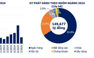 Hơn 99% giá trị trái phiếu phát hành trong tháng 7 đến từ  ngân hàng