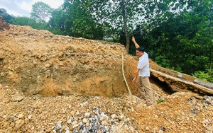 Sụt lún nền mặt đường nghiêm trọng trên tuyến đường Hồ Chí Minh qua huyện Định Hoá - Thái Nguyên - Ảnh 3.