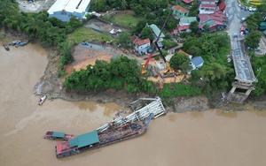 Phú Thọ: Bờ sông Lô sạt lở, 50m đường tỉnh đứt gãy chia cắt hoàn toàn - Ảnh 2.