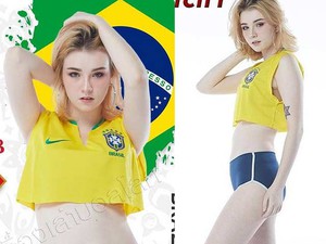 Bị bắt vì cá độ World Cup, "nữ thần Thái Lan" vẫn tung ảnh thời trang cổ vũ Brazil