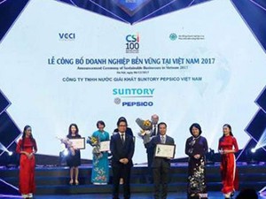 Suntory PepsiCo Việt Nam được vinh danh Doanh Nghiệp Bền Vững và cống hiến cho cộng đồng