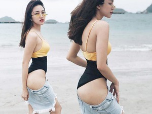 Tư thế không giống ai khi chụp bikini, Trương Quỳnh Anh, "hot girl ngủ gật"... bị chê cười