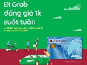 Cùng thẻ Agribank đi Grab 1k suốt tuần