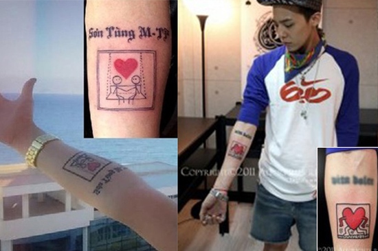 Hình xăm khắp cơ thể Sơn Tùng giống hệt của G-Dragon