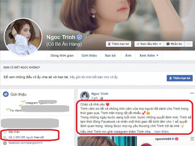 Ngọc Trinh Gay Sốc Tạm đong Facebook để Lam điều Nay Dan Mạng Noi Gi