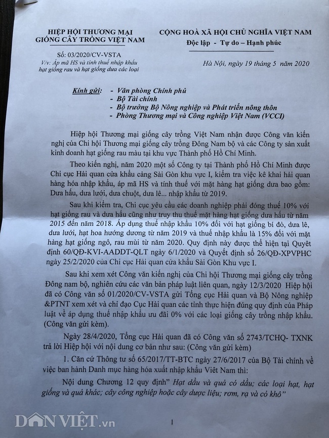 Tổng cục Hải quan chỉ đạo nóng vụ 20 doanh nghiệp nhập khẩu hạt giống kêu cứu - Ảnh 3.