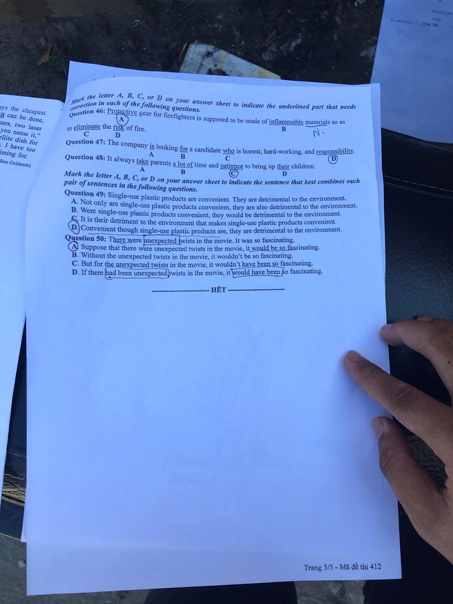 Đề thi Tiếng Anh tốt nghiệp THPT Quốc gia 2020 – Mã đề 412 - Ảnh 5.