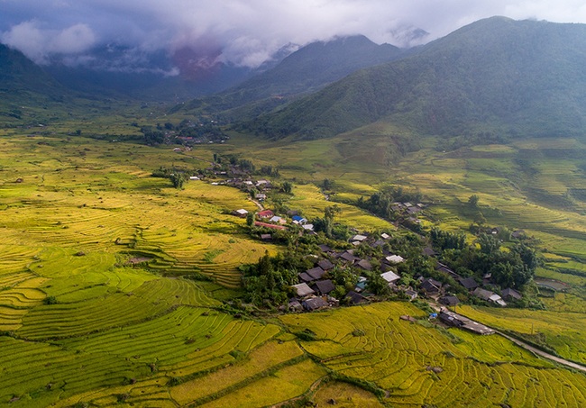 Lào Cai: Không ngờ chân núi Ngũ Chỉ Sơn lại có ruộng bậc thang đẹp mê mẩn thế này  - Ảnh 1.