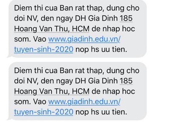 ĐH Gia Định nhắn tin phản cảm cho thí sinh: Do lỗi kỹ thuật (?) - Ảnh 2.