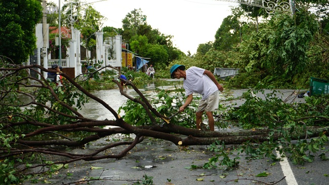 Chùm ảnh: Nhà dân tốc mái và cây xanh, trụ điện gãy đổ hàng loạt ở Huế  - Ảnh 6.