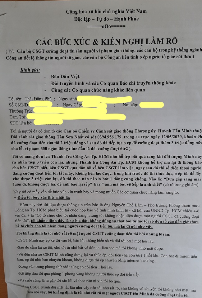 Vụ CSGT Tân Sơn Nhất bị tố đòi tiền: Thanh tra Bộ Công An mời người tố cáo lên làm việc - Ảnh 3.