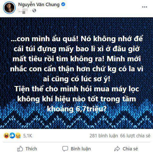 Nguyễn Văn Chung nhờ tư vấn máy lọc không khí sau khi con trai mất bao lì xì khiến dân mạng cười bể bụng - Ảnh 2.