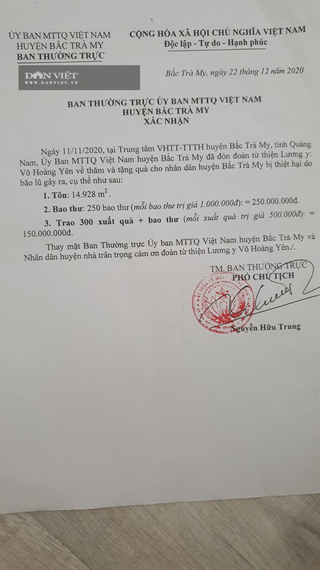 Vụ vợ ông Dũng “lò vôi” tố “lương y” Võ Hoàng Yên: Cứu trợ người dân, số liệu tôn lợp nhà… “nhảy múa” - Ảnh 2.