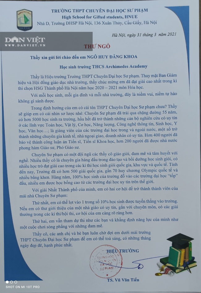 Có gì trong lá thư của hiệu trưởng chuyên Sư phạm gửi cho học sinh khiến phụ huynh phát sốt? - Ảnh 1.