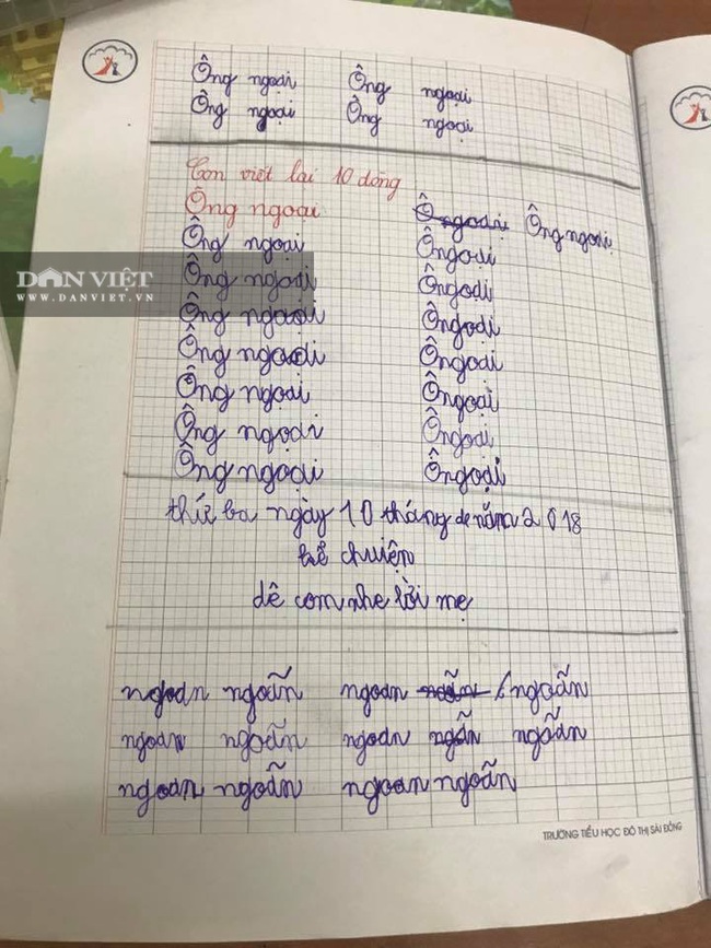 Cô giáo giao tập viết chữ “Ông ngoại”, cậu bé lớp 1 khiến ai nấy bái phục sư phụ - Ảnh 1.