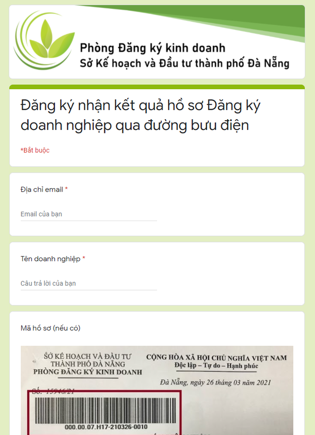 Đà Nẵng trả hồ sơ đăng ký doanh nghiệp qua đường bưu điện - Ảnh 1.