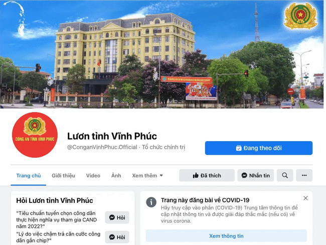 Đã xác định được tài khoản tấn công, đổi tên Fanpage Công an tỉnh Vĩnh Phúc - Ảnh 1.